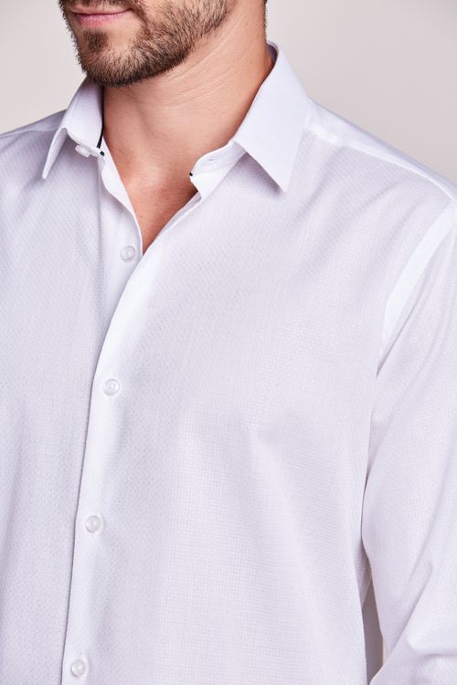 CAMISA MANGA LONGA SOCIAL SLIM FALSO LISO BRANCO