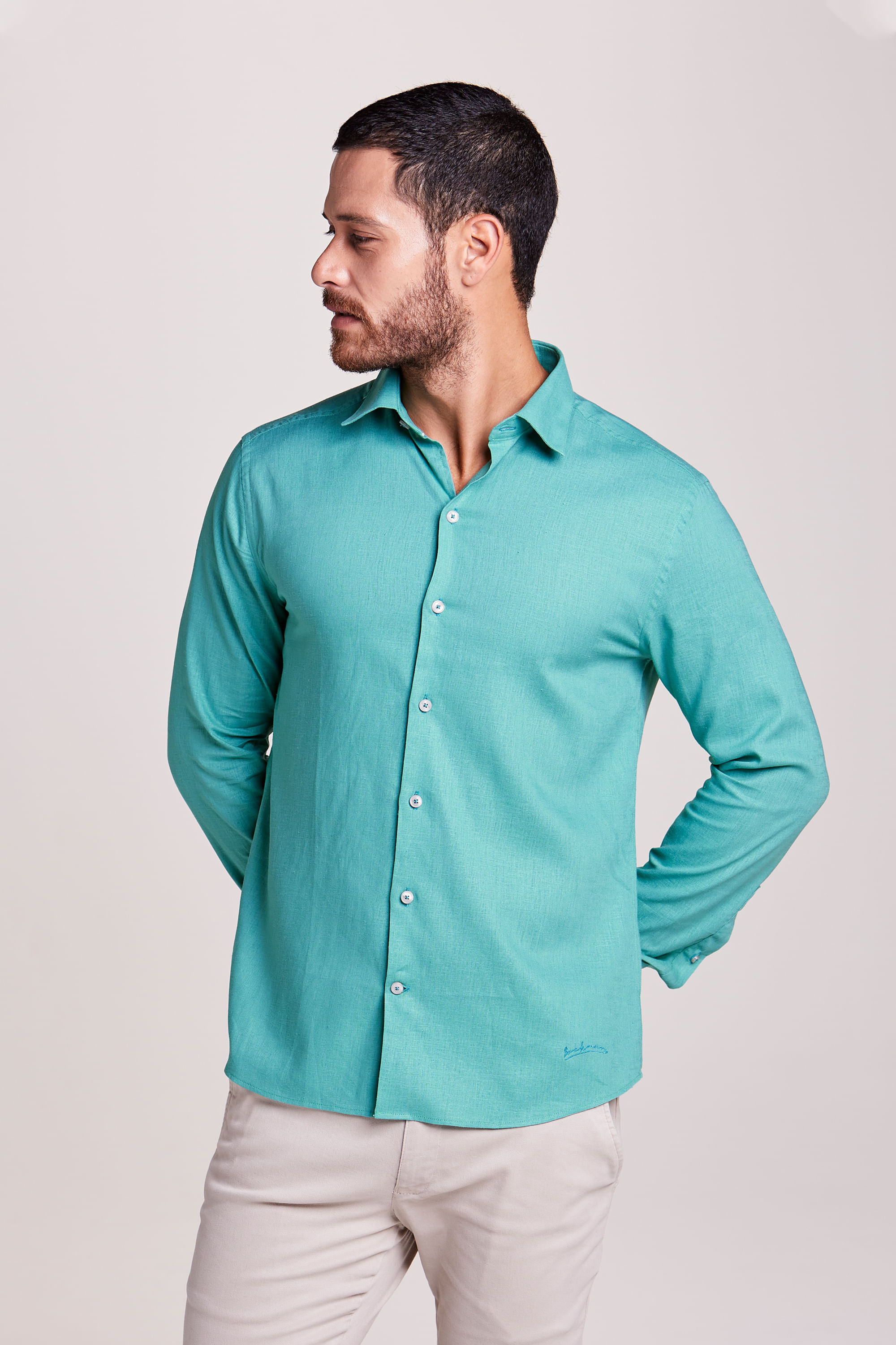 Camisa Aleatory Luxe Touch Manga Longa Clear-Verde-P - Verde