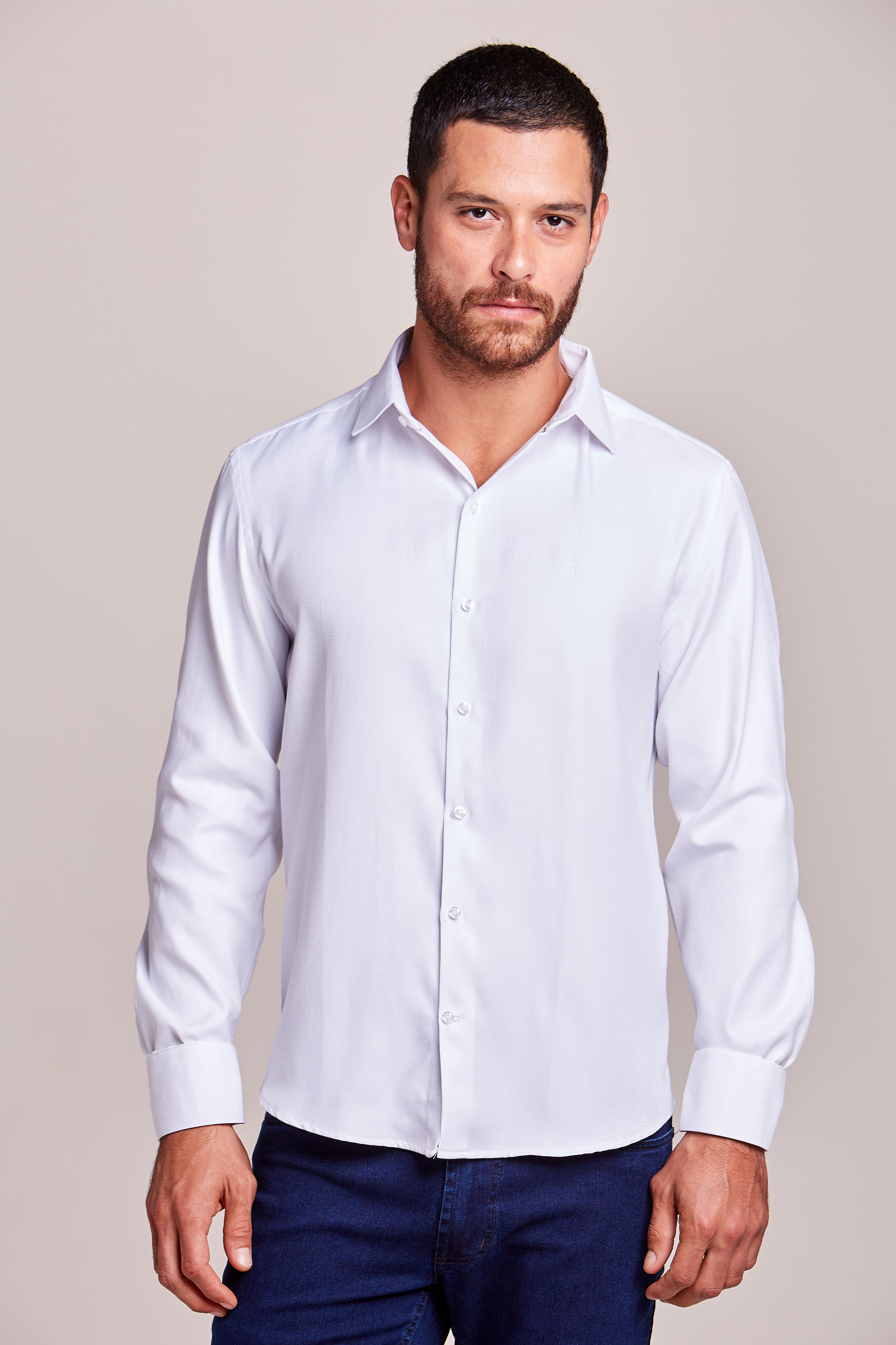 Camisa Social Schiafine Branca Slim Fit Easy Iron