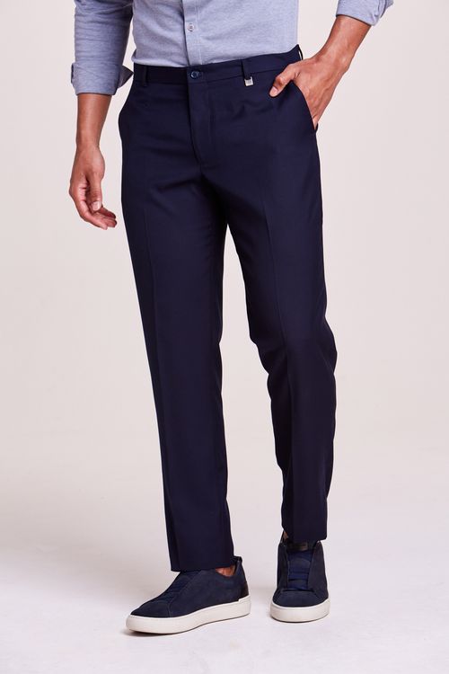 CALÇA ALFAIATARIA SLIM LISA AZUL ESCURO