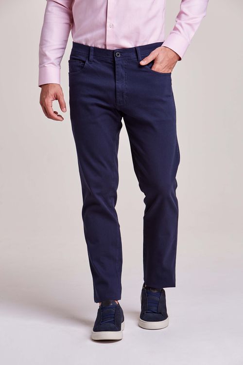 CALÇA JEANS 5 POCKETS SLIM TEXTURIZADA AZUL