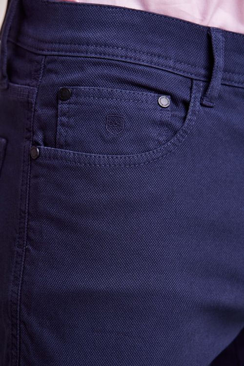 CALÇA JEANS 5 POCKETS SLIM TEXTURIZADA AZUL