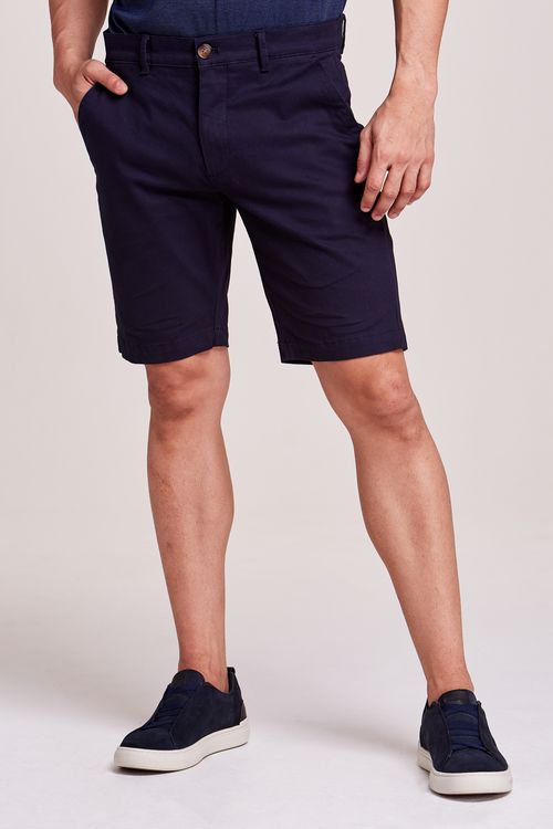 BERMUDA CHINO CASUAL BÁSICA ALGODÃO AZUL ESCURO