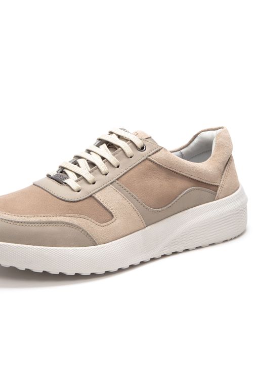 TÊNIS CASUAL COURO AREIA