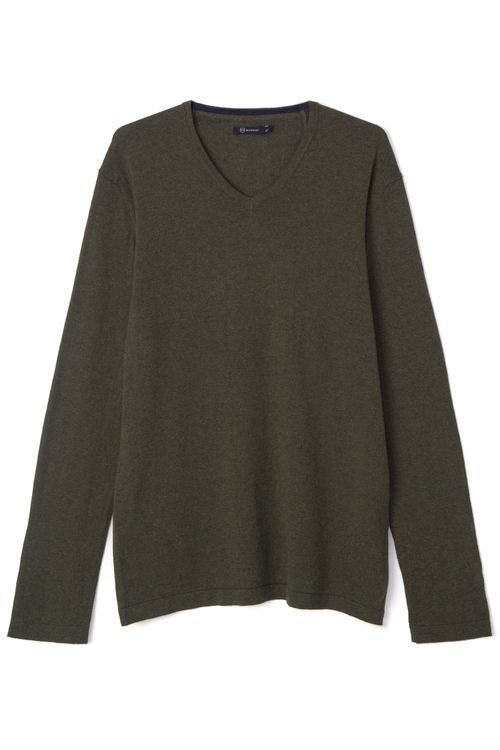 TRICOT BÁSICO GOLA V MESCLA VERDE