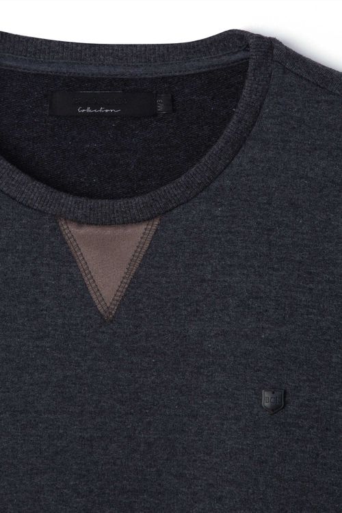 MOLETOM DETALHE CHAMOIS DECOTE MESCLA CHUMBO