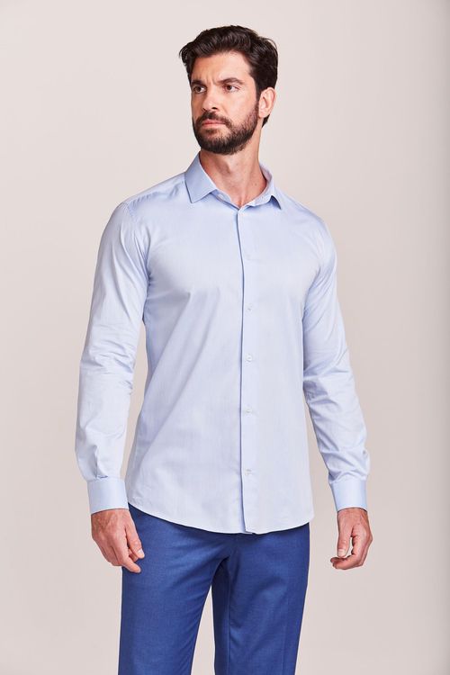 CAMISA M/L SOCIAL ALGODÃO PREMIUM AZUL CLARO