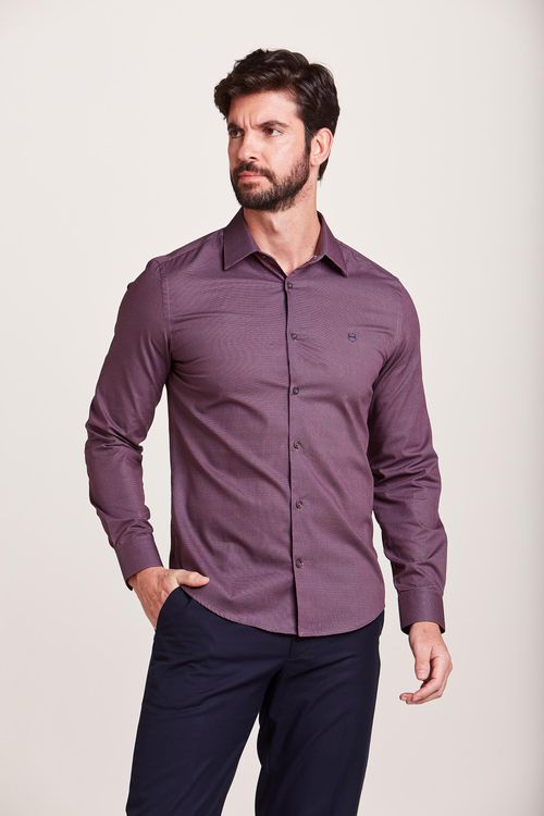 CAMISA M/L CONTEMPORÂNEA XADREZ AZUL CLARO