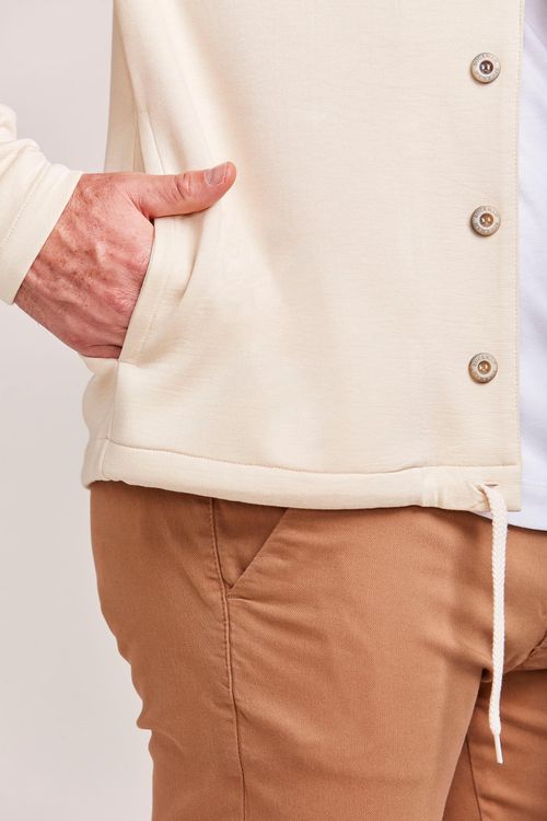 JAQUETA CASUAL NEOPRENE MANTEIGA