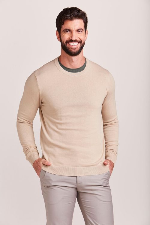 TRICOT M/L CASUAL CARECA LISO KAKHI