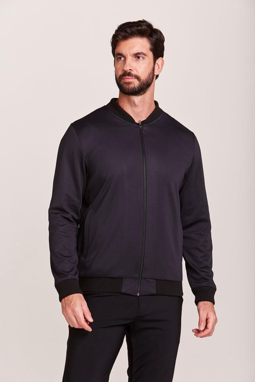 JAQUETA BOMBER CASUAL TEXTURIZADA PRETO