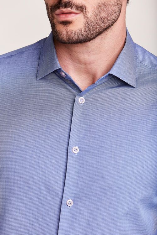 CAMISA M/L CONTEMPORÂNEA FIO TINTO AZUL