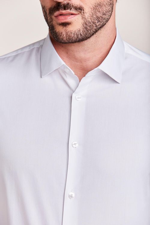 CAMISA M/L CONTEMPORÂNEA FALSO LISO BRANCO