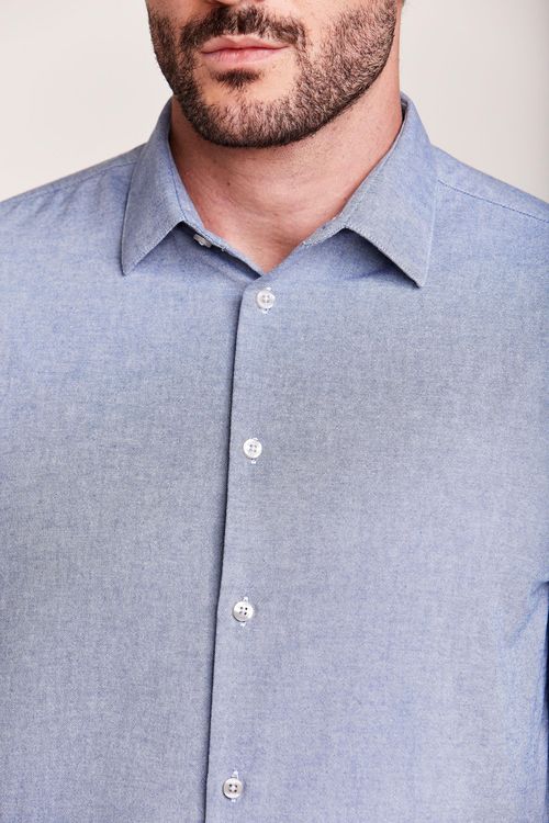 CAMISA M/L CASUAL FALSO LISO MARINHO