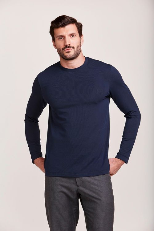 T-SHIRT M/L CASUAL CANELADO MARINHO