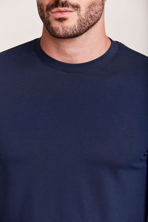 T-SHIRT M/L CASUAL CANELADO MARINHO