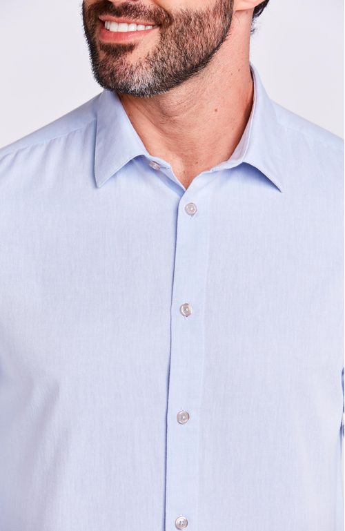 CAMISA M/L CASUAL ALGODÃO AZUL CLARO