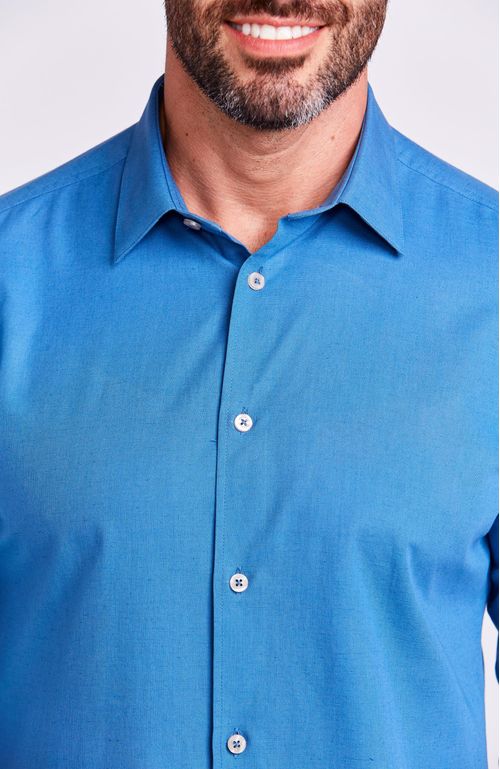 CAMISA M/L CASUAL LINOSO AZUL