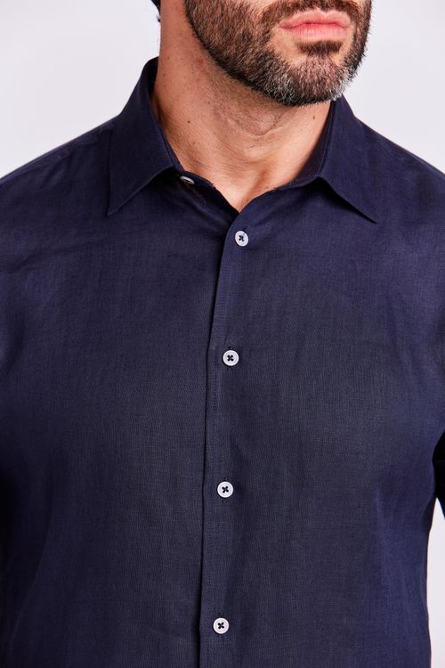 CAMISA M/L CASUAL LINHO MARINHO