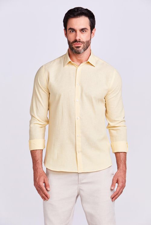 CAMISA M/L CASUAL LINOSO AMARELO BB