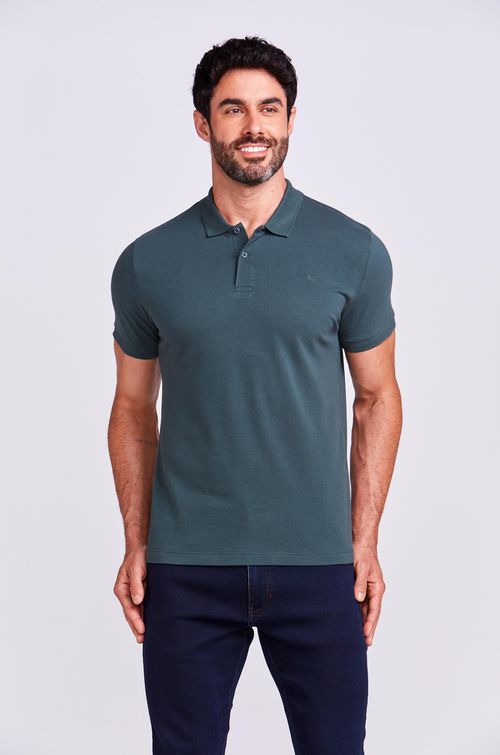 POLO M/C CASUAL LISO VERDE FOLHA