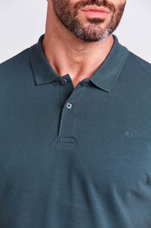 POLO M/C CASUAL LISO VERDE FOLHA