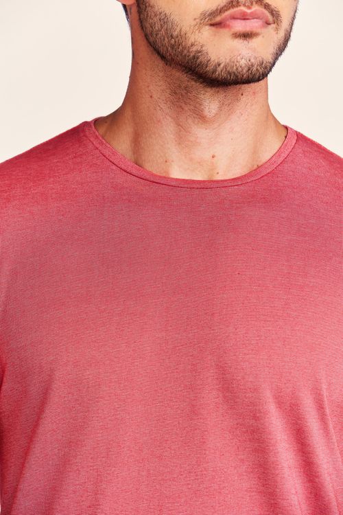 T-SHIRT M/C CASUAL LISTRADA VERMELHO