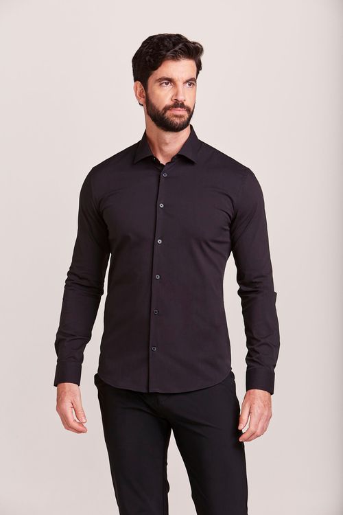 CAMISA M/L CONTEMPORÂNEA POLIAMIDA PRETO