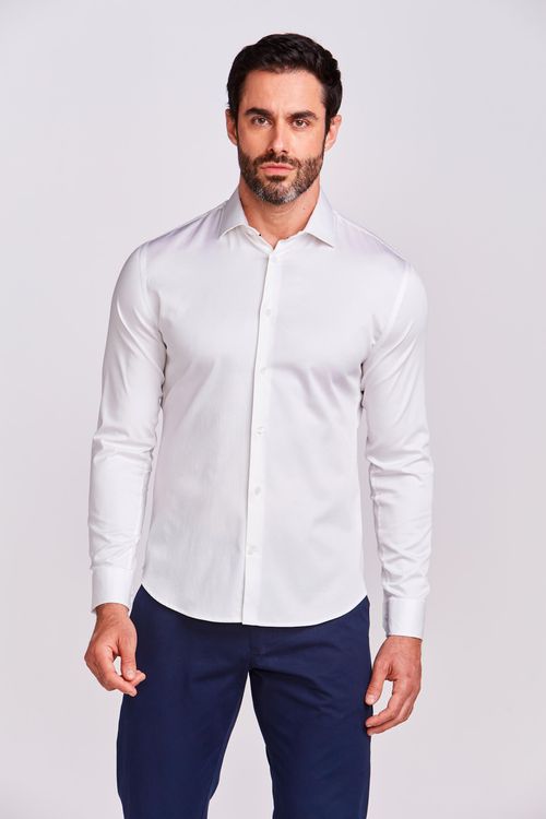CAMISA CONTEMPORÂNEA SATIN EX SLIM BRANCO
