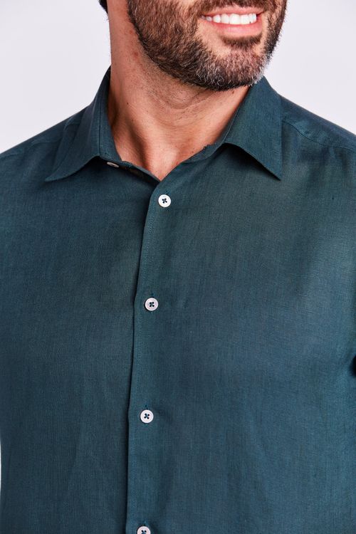 CAMISA M/L CASUAL LINHO VERDE FOLHA