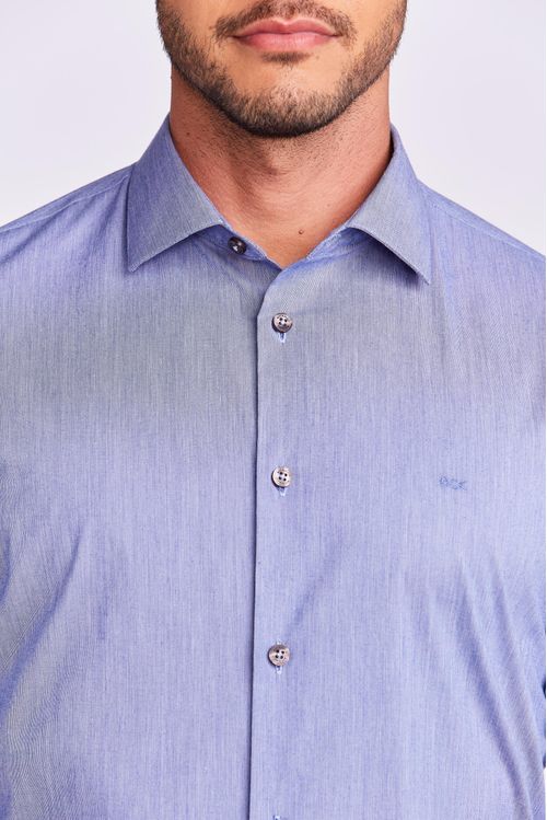 CAMISA M/L CONTEMPORÂNEA FIO TINTO AZUL BIC