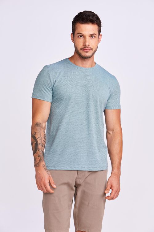 T-SHIRT MC CASUAL LISTRADA VERDE