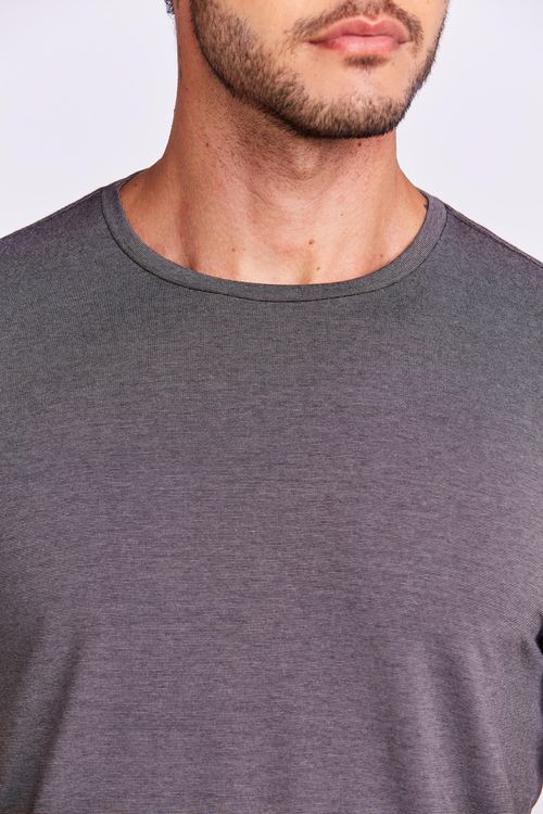 T-SHIRT MC CASUAL LISTRADA PRETO