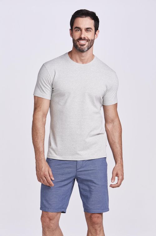 T-SHIRT M/C CASUAL LISTRADA MESCLA/CINZA