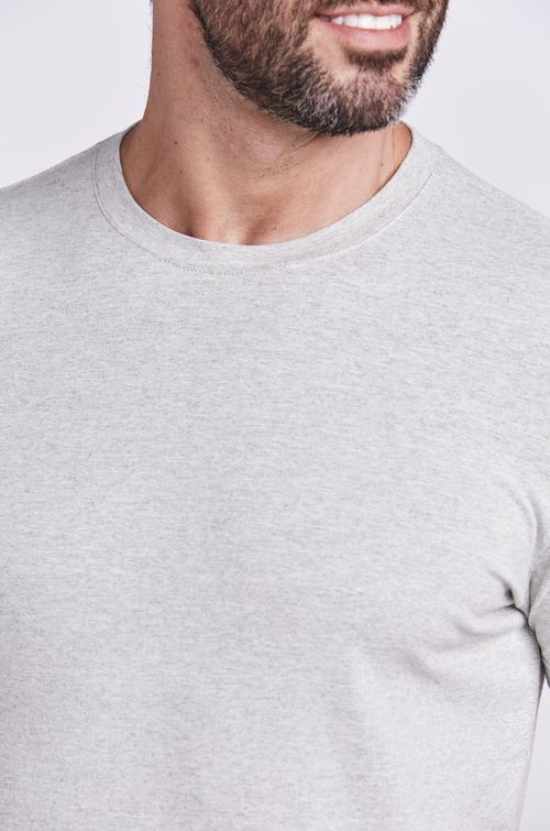 T-SHIRT M/C CASUAL LISTRADA MESCLA/CINZA