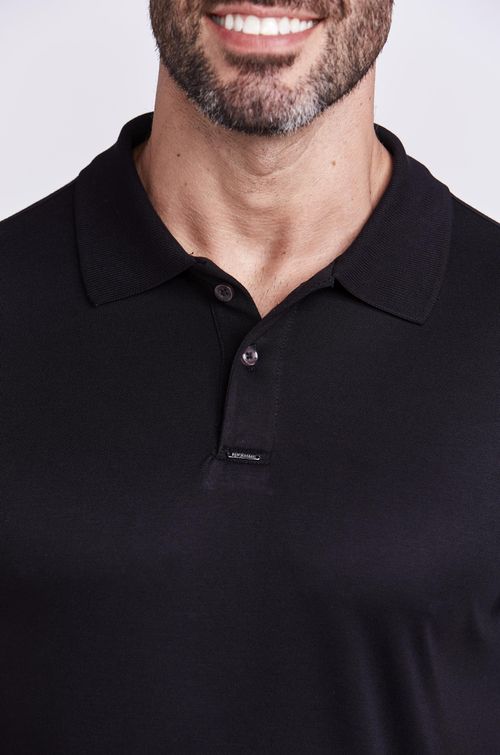 POLO M/C CASUAL VISCO LISA PRETO