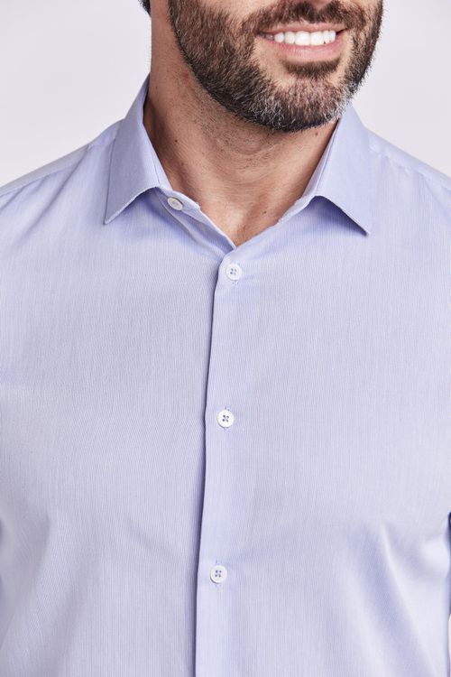 CAMISA M/L SOCIAL MAQUINETADA AZUL CLARO