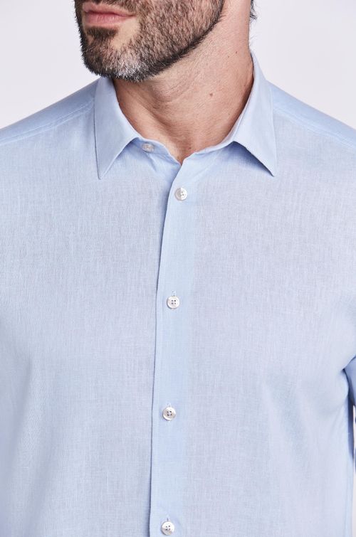 CAMISA M/L CASUAL LINOSO AZUL CLARO