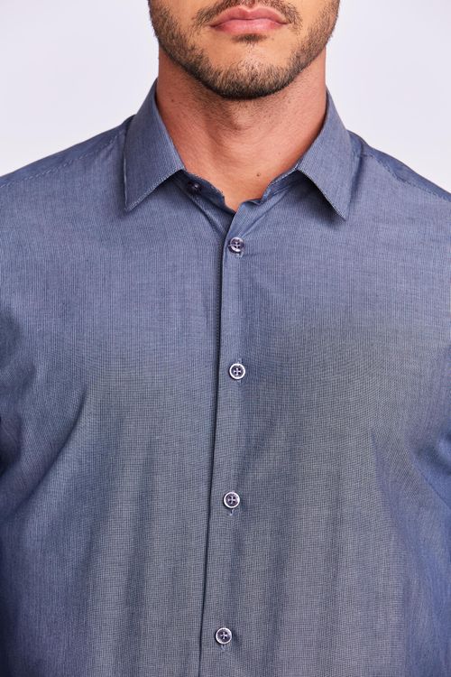 CAMISA M/L CONTEMPORÂNEA FIO TINTO MARINHO