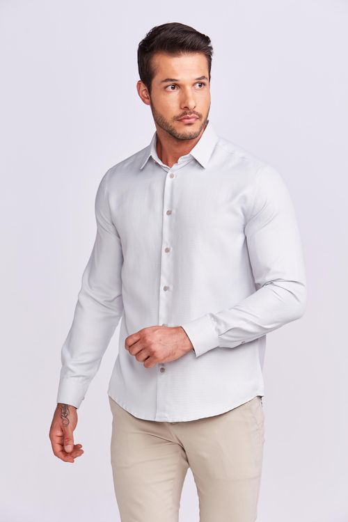 CAMISA M/L CONTEMPORÂNEA EASY IRON CINZA