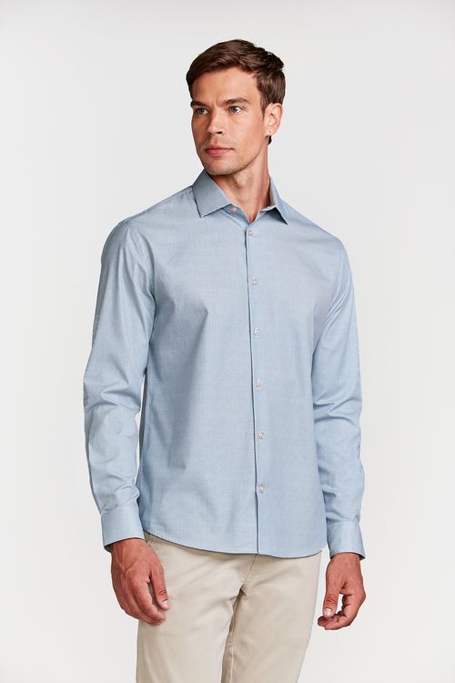CAMISA M/L CONTEMPORANEO FIO TINTO PIEDE AZUL