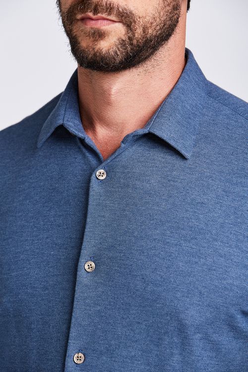 CAMISA M/L CASUAL PIQUET ECO AZUL  JEANS
