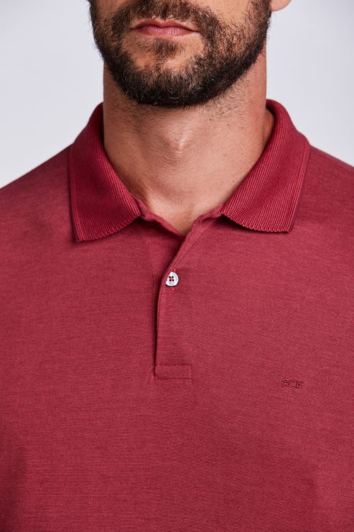 POLO M/C CASUAL MALHA LISTRADA VERMELHO