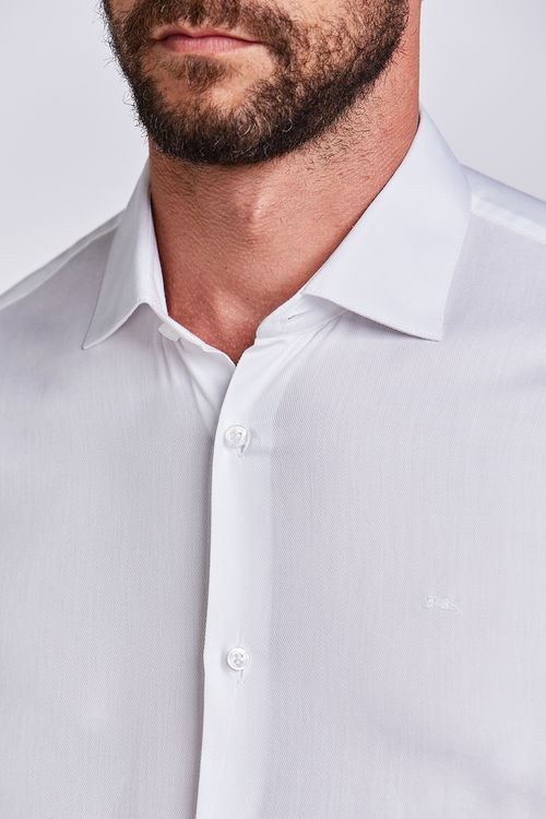 CAMISA SOCIAL M/L FALSO LISO TRICOLINE BRANCO