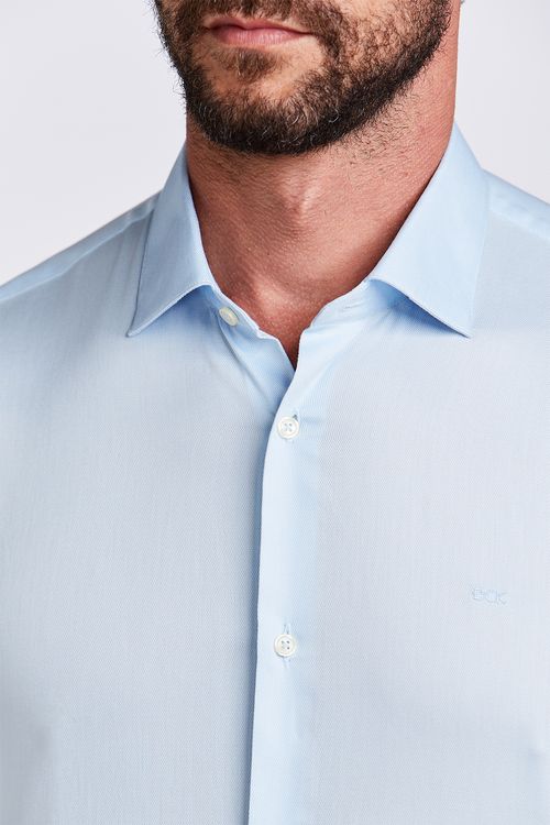 CAMISA SOCIAL M/L FALSO LISO TRICOLINE AZUL CLARO