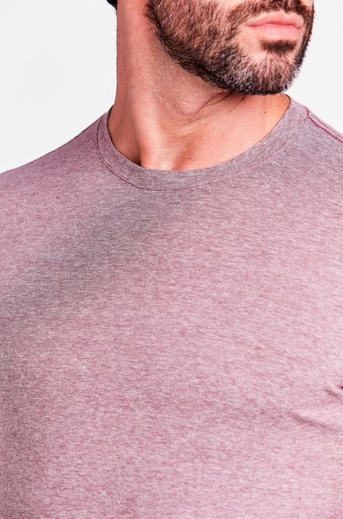 T-SHIRT M/C CASUAL LISTRADA VINHO
