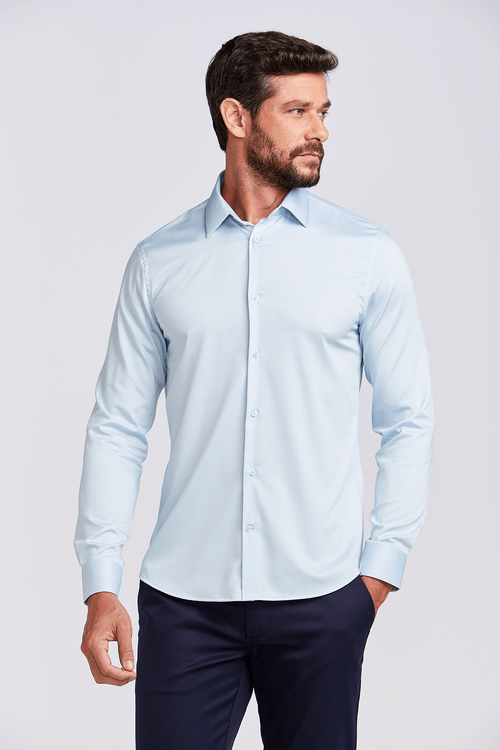 CAMISA CONTEMPORÂNEA M/L TECHNO AZUL