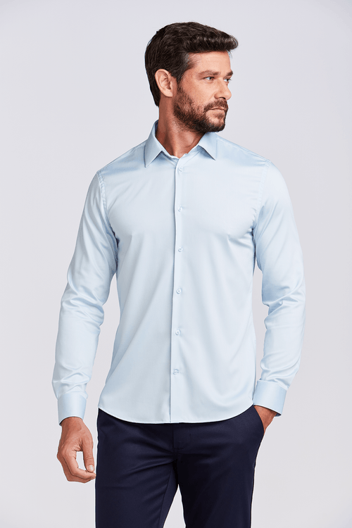 CAMISA CONTEMPORANEA M/L TECHNO AZUL
