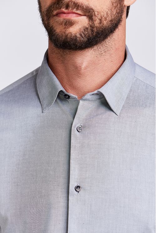 CAMISA CASUAL M/L FALSO LISO TRICOLINE PRETO