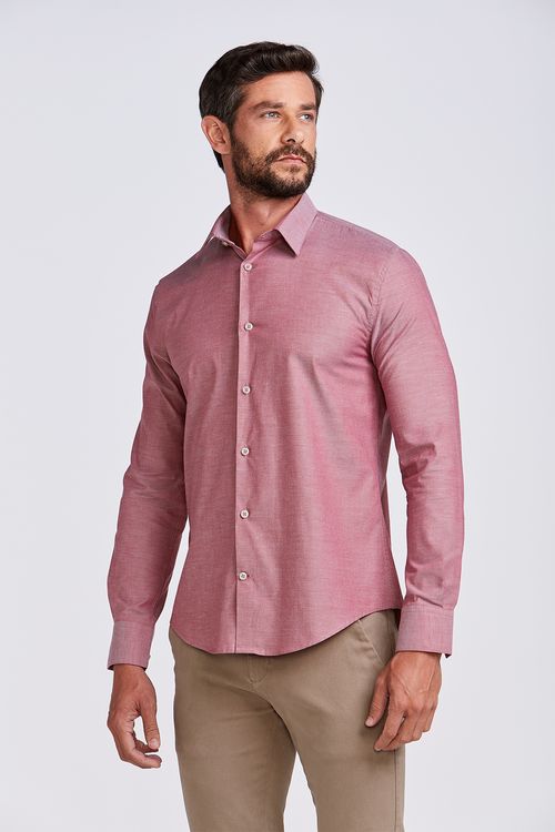 CAMISA CASUAL M/L FL REGULAR VINHO